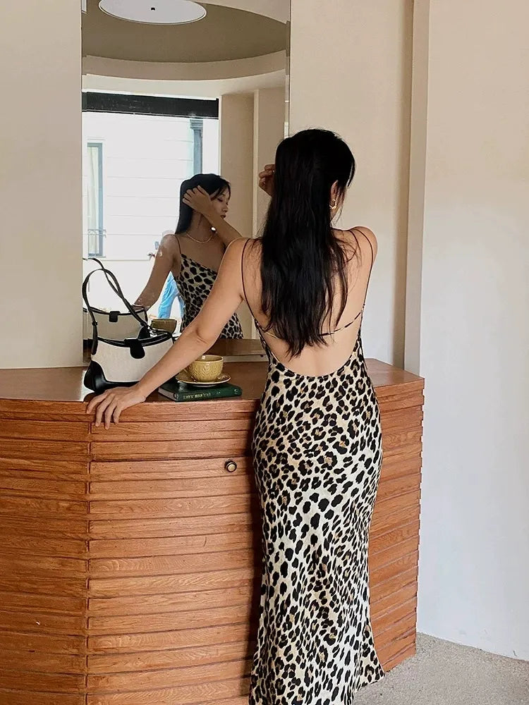 Constanza Backless Leopard Mini Dress