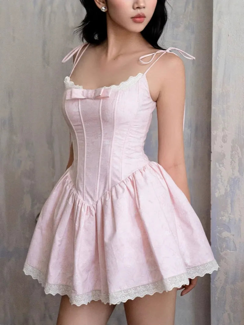 Leona Lace Trim Corset Mini Dress