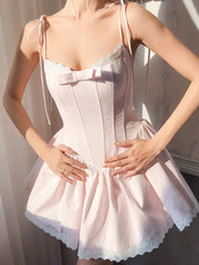 Leona Lace Trim Corset Mini Dress