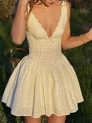 Priscilla Cream Eyelet Mini Dress