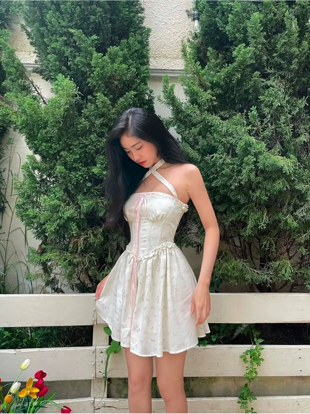 Danna Lace-Up Halter Dress