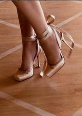 Venice Lace Up Ballet Heels