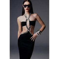 Bella Crystal Embellished Cut-Out Dress