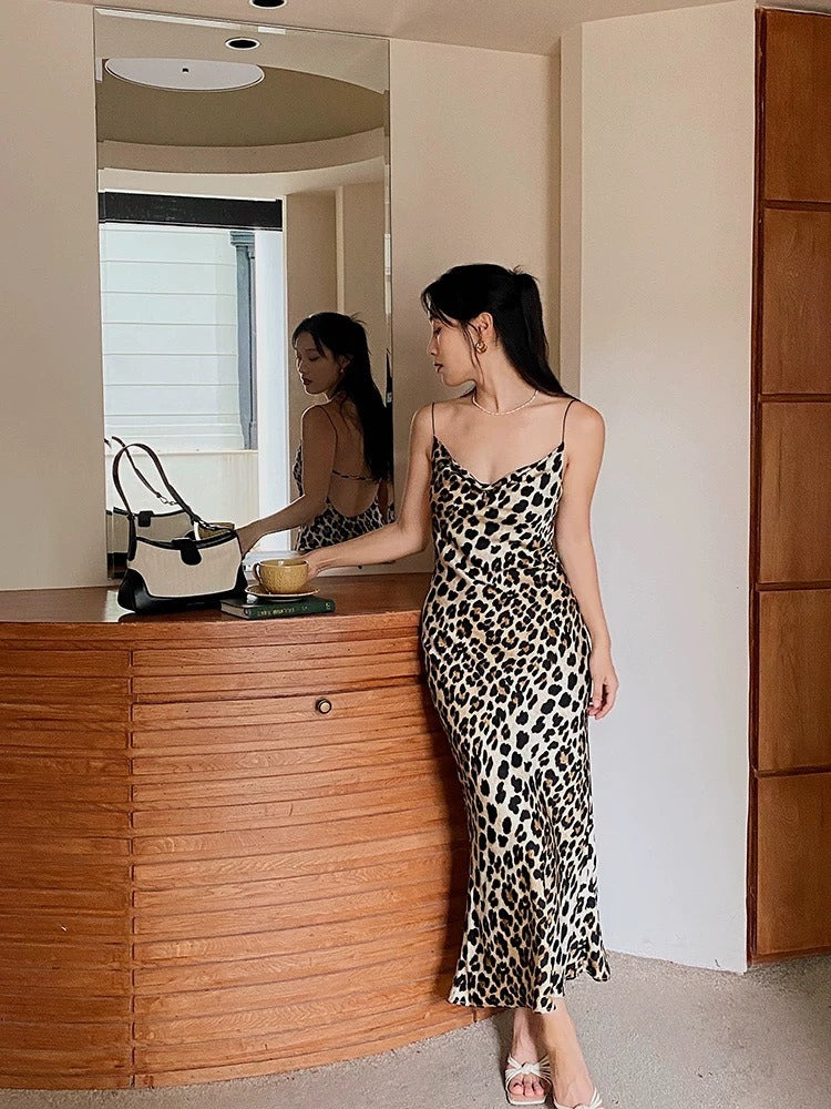 Constanza Backless Leopard Mini Dress