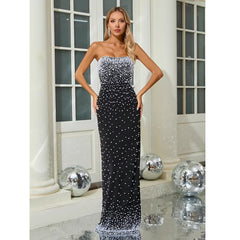 Alisson Pearl Embellished Strapless Maxi Dress