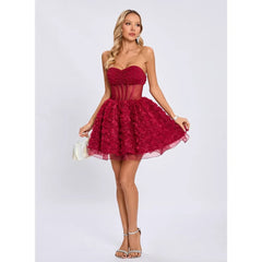 Bliss Rose Bloom Strapless Corset Mini Dress