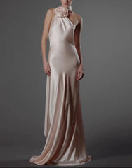 Maria One-Shoulder Satin Rose Gown