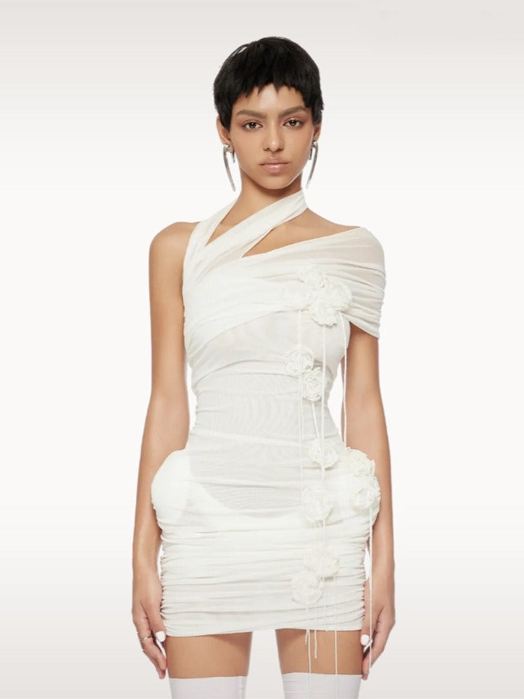 Iona Ethereal Bloom Ruched Mini Dress