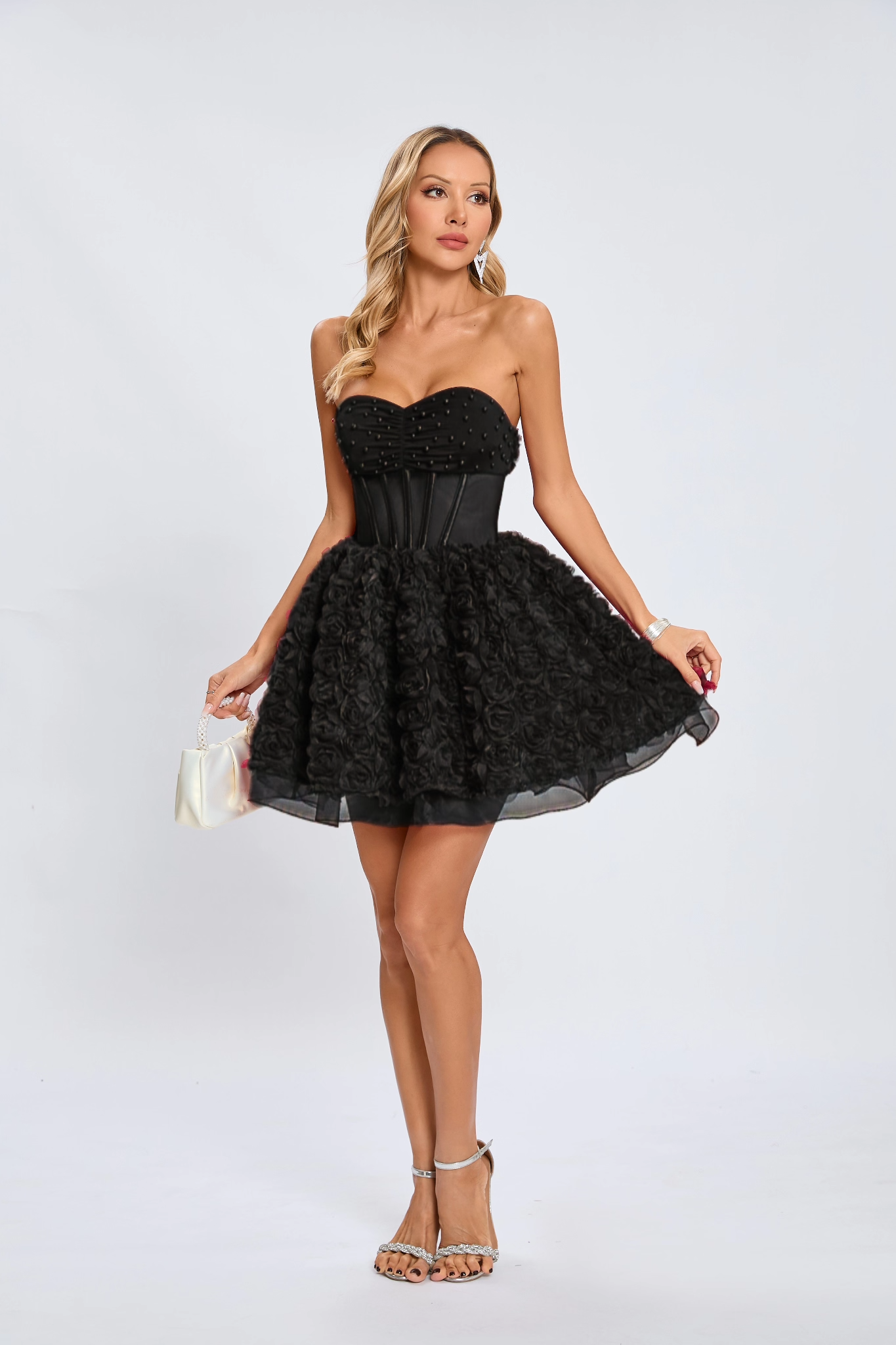 Bliss Rose Bloom Strapless Corset Mini Dress