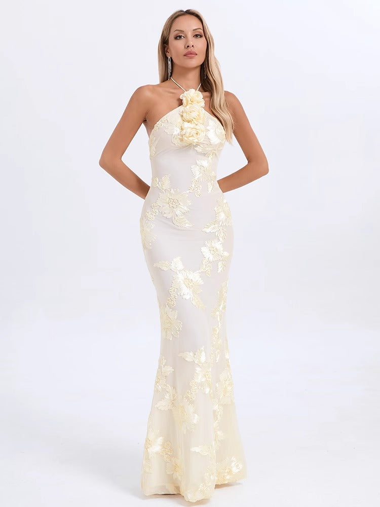 Dua Floral Appliqué Mermaid Dress