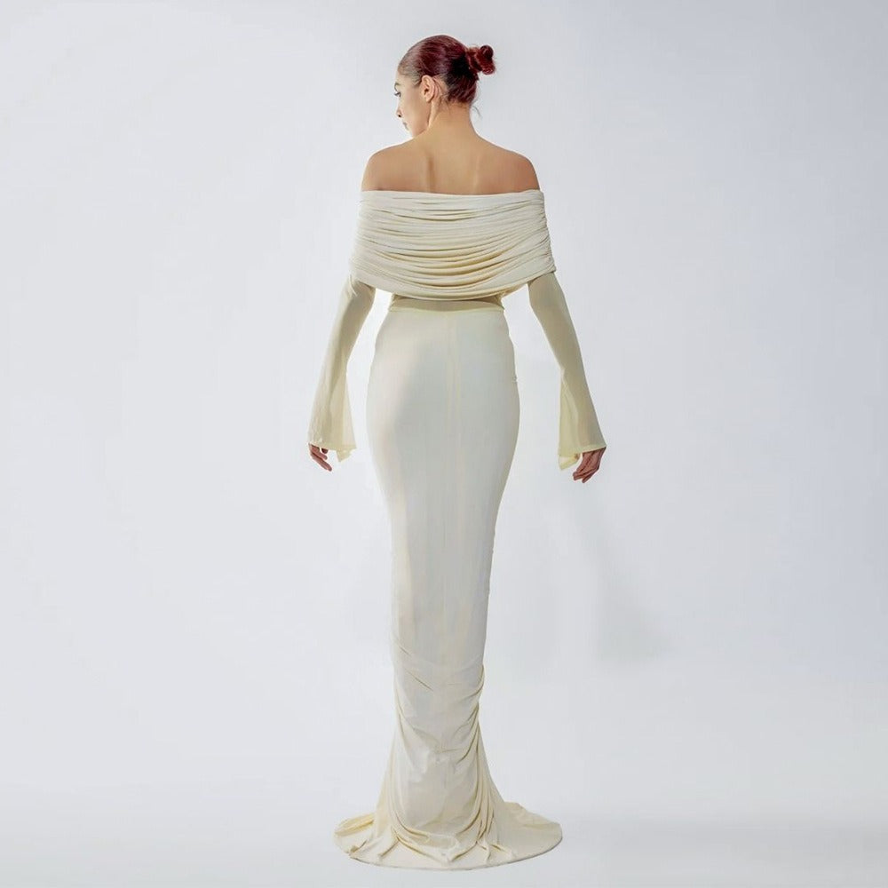 Diem Ruched Off-Shoulder Maxi Dress