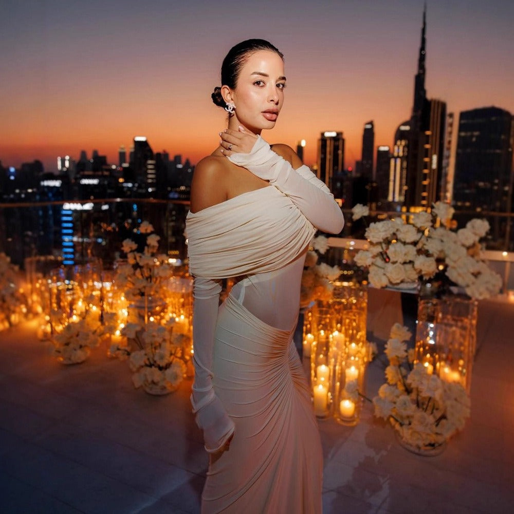 Diem Ruched Off-Shoulder Maxi Dress