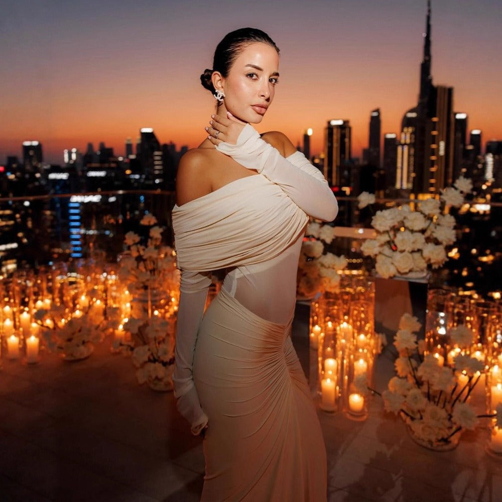 Diem Ruched Off-Shoulder Maxi Dress