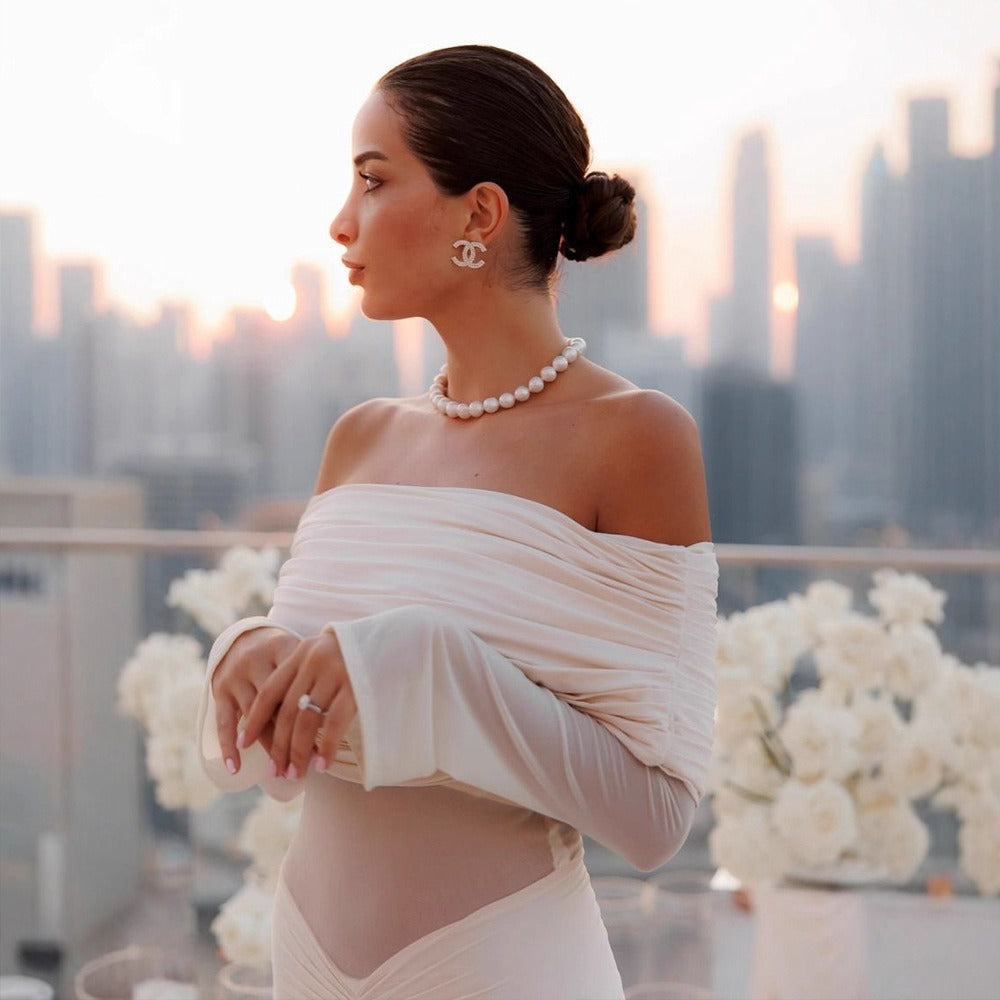 Diem Ruched Off-Shoulder Maxi Dress