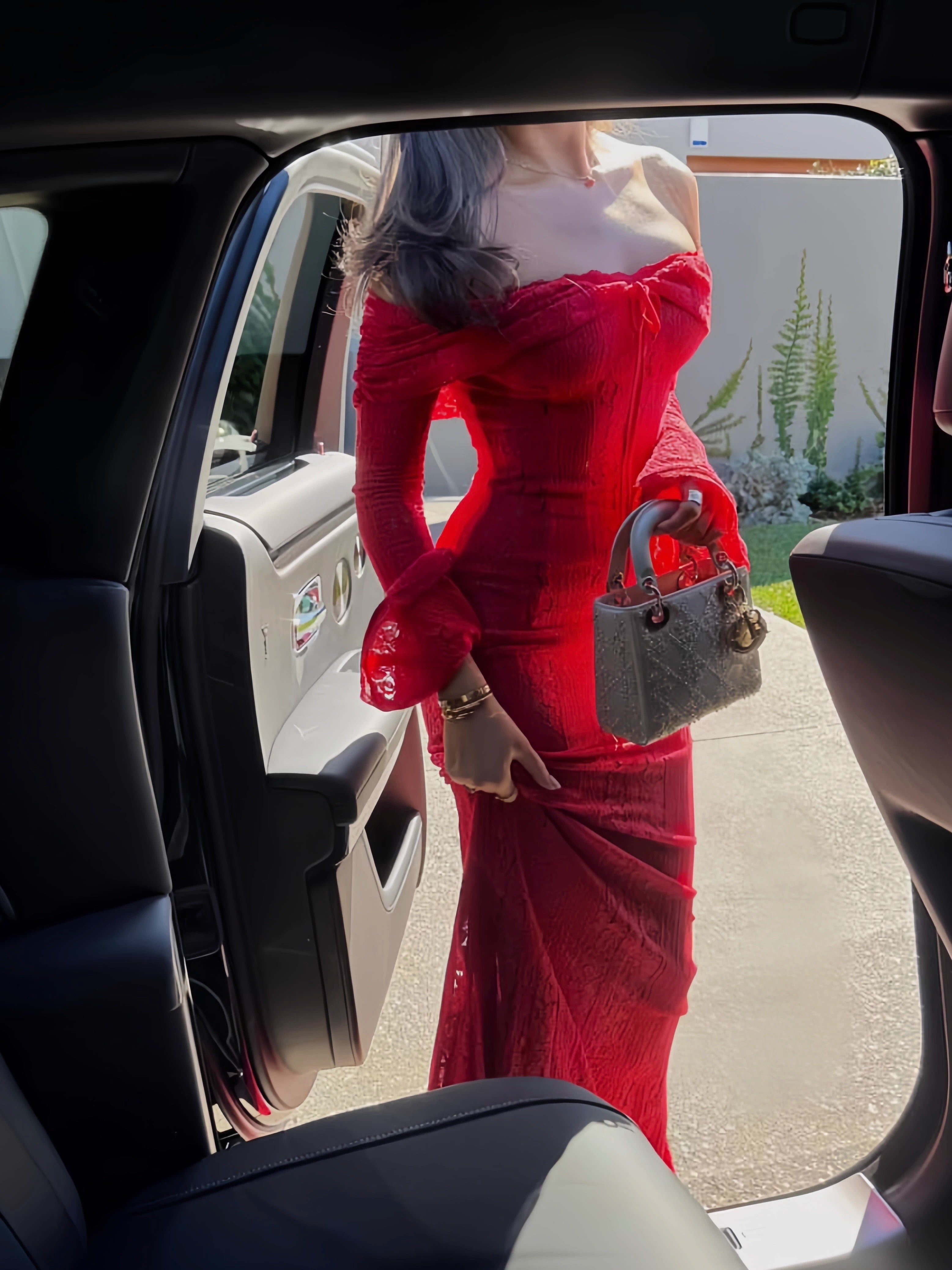 Angelee Off-Shoulder Long Lace Dress